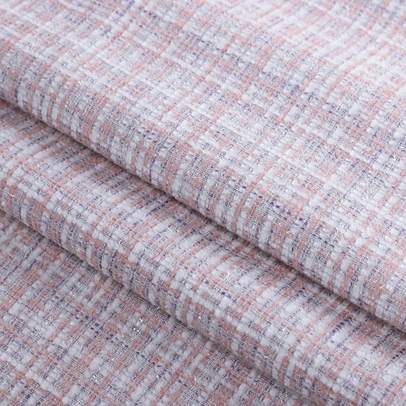ERDOUY Metallic Tweed Plaid Checkered Woven Sewing Fabric, Multi-Purpose Material for DIY Clothing, Bags, Coats, Quilting & Craft Projects,Light Purple
