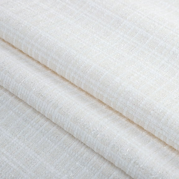 ERDOUY Metallic Tweed Plaid Checkered Woven Sewing Fabric, Multi-Purpose Material for DIY Clothing, Bags, Coats, Quilting & Craft Projects,Beige
