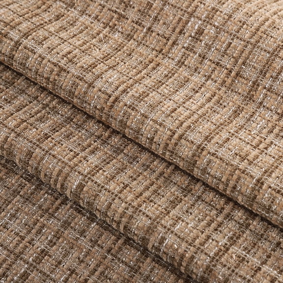 ERDOUY Metallic Tweed Plaid Checkered Woven Sewing Fabric, Multi-Purpose Material for DIY Clothing, Bags, Coats, Quilting & Craft Projects,Brown