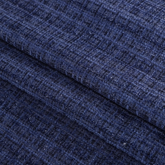 ERDOUY Metallic Tweed Plaid Checkered Woven Sewing Fabric, Multi-Purpose Material for DIY Clothing, Bags, Coats, Quilting & Craft Projects,Dark Blue