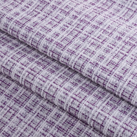 ERDOUY Metallic Tweed Plaid Checkered Woven Sewing Fabric, Multi-Purpose Material for DIY Clothing, Bags, Coats, Quilting & Craft Projects,Purple