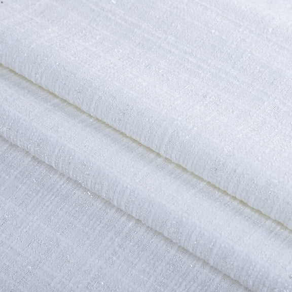 ERDOUY Metallic Tweed Plaid Checkered Woven Sewing Fabric, Multi-Purpose Material for DIY Clothing, Bags, Coats, Quilting & Craft Projects,White
