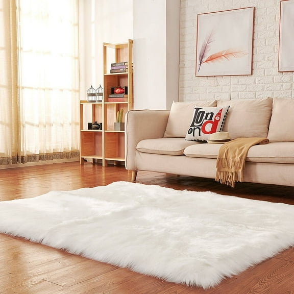 ERDOUY Plush Table Runner,Faux Sheepskin Decorative Shaggy Dresser Scarf,Not-Slip Desk Pad,Luxury False Fur Dresser Tablecloth-white 60x90cm(23.62x35.43inch)