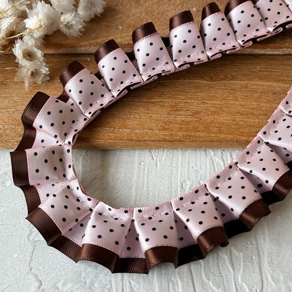 ERDOUY Polka Dot Pleated Lace Trimming Double Layer 118.110.98 Inch, Vintage Decorative Edge Lace Ribbon for Clothing, Home Decor & Craft Projects,Style 21
