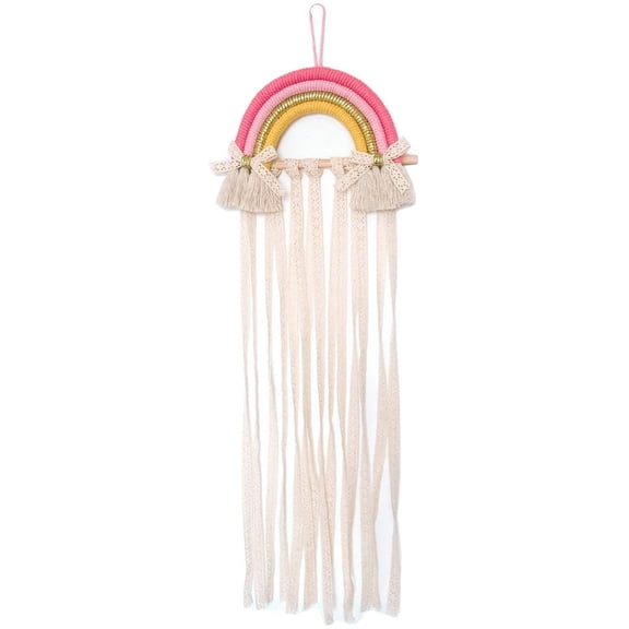 ERDOUY Rainbow Wall Decor Macrame Wall Hanging, Rainbow Bow Holdersfor Baby Girls Room Apartment Bedroom Living Room Gallery (01)