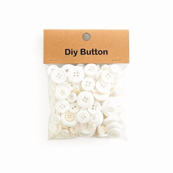 ERDOUY Resin Buttons, 2 Packs Solid Color Round Sewing Buttons, Decorative Craft Buttons for DIY Projects, Mixed Sizes 0.9CM-3.5CM, White, Perfect for Sewing, Crafting & Knitting, Style 19