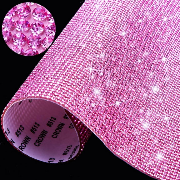ERDOUY Self-Adhesive Bling Crystal Rhinestone Sheets, 9.4" x 7.9" Size, Sparkling Glitter Rhinestone Stickers for Car Decor, Craft Projects & DIY Creative Embellishments, 2 sheet,, Pink