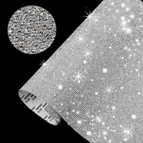 ERDOUY Self-Adhesive Bling Crystal Rhinestone Sheets, 9.4" x 7.9" Size, Sparkling Glitter Rhinestone Stickers for Car Decor, Craft Projects & DIY Creative Embellishments, 2 sheet,, White