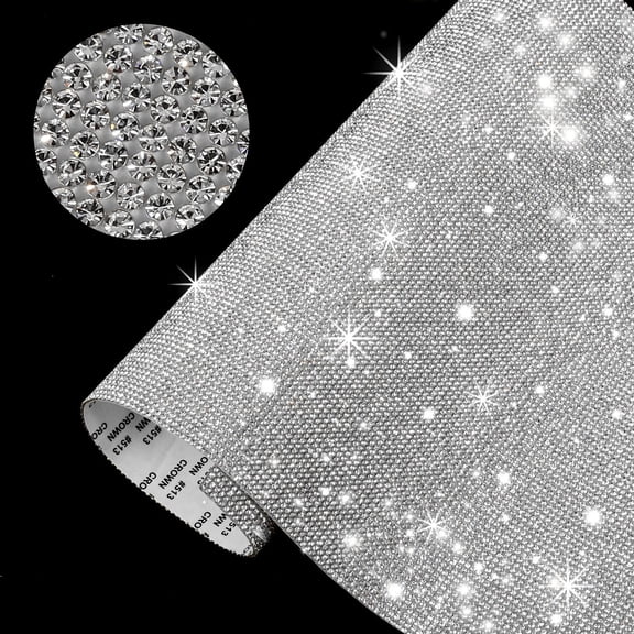ERDOUY Self-Adhesive Bling Crystal Rhinestone Sheets, 9.4" x 7.9" Size, Sparkling Glitter Rhinestone Stickers for Car Decor, Craft Projects & DIY Creative Embellishments, 2 sheet,, White