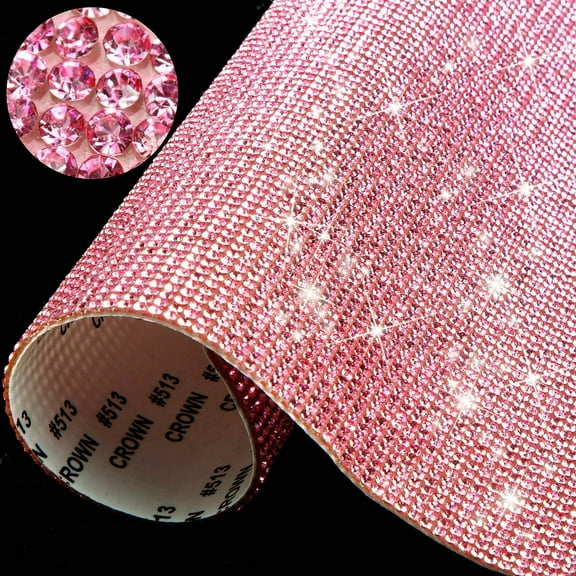 ERDOUY Self-Adhesive Bling Crystal Rhinestone Sheets, 9.4" x 7.9" Size, Sparkling Glitter Rhinestone Stickers for Car Decor, Craft Projects & DIY Creative Embellishments, 2 sheet,, Light Pink