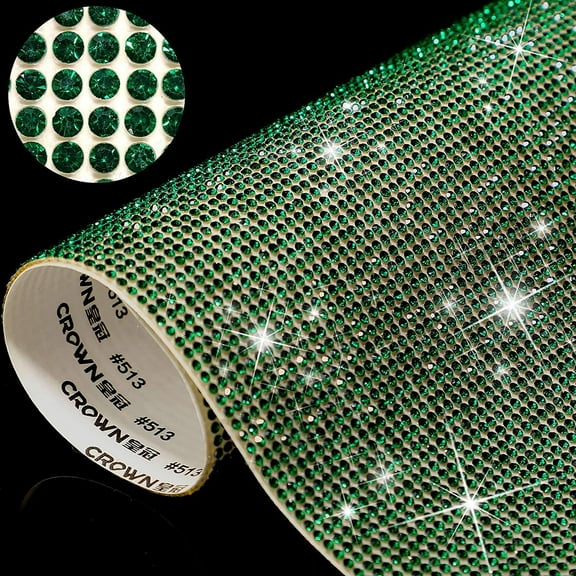 ERDOUY Self-Adhesive Bling Crystal Rhinestone Sheets, 9.4" x 7.9" Size, Sparkling Glitter Rhinestone Stickers for Car Decor, Craft Projects & DIY Creative Embellishments, 2 sheet,, Dark Green