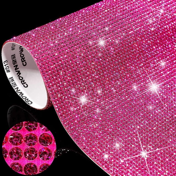 ERDOUY Self-Adhesive Bling Crystal Rhinestone Sheets, 9.4" x 7.9" Size, Sparkling Glitter Rhinestone Stickers for Car Decor, Craft Projects & DIY Creative Embellishments, 2 sheet,,Rose Pink