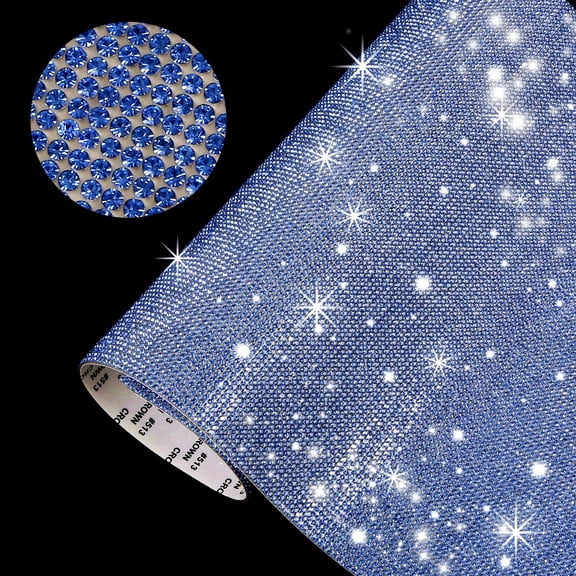 ERDOUY Self-Adhesive Bling Crystal Rhinestone Sheets, 9.4" x 7.9" Size, Sparkling Glitter Rhinestone Stickers for Car Decor, Craft Projects & DIY Creative Embellishments, 2 sheet,, Blue