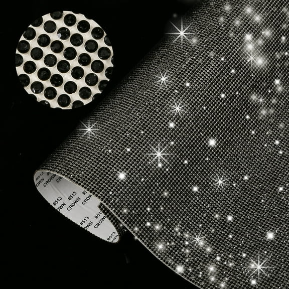 ERDOUY Self-Adhesive Bling Crystal Rhinestone Sheets, 9.4" x 7.9" Size, Sparkling Glitter Rhinestone Stickers for Car Decor, Craft Projects & DIY Creative Embellishments, 2 sheet,, Black