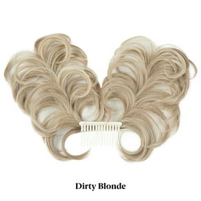 ERDOUY Short Natural Straight Messy Bun Hair Piece, Side Comb Clip-in Hairpiece for Women with Versatile Adjustable Styles & Effortless Styling,Dirty Blonde