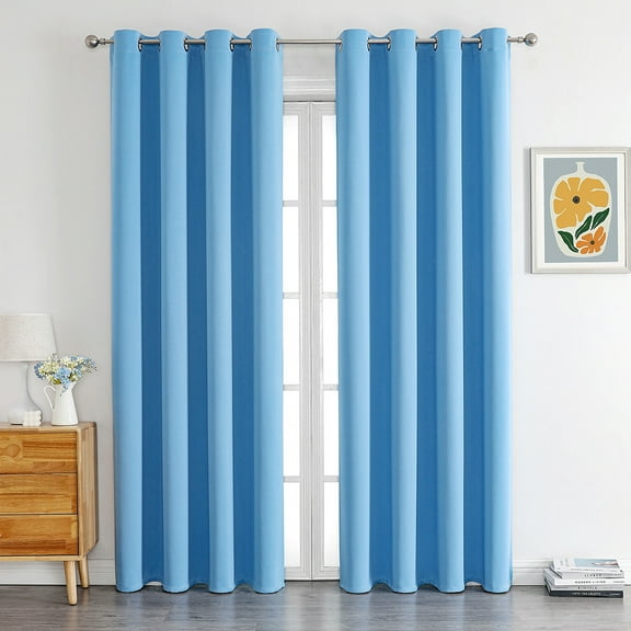 ERDOUY Simplicity style Perforated Curtain Treatments,Shading Curtain Suitable for Bedroom,Living Room,Kitchen1 Panels 78.7" L x 39.3" WBlue A114