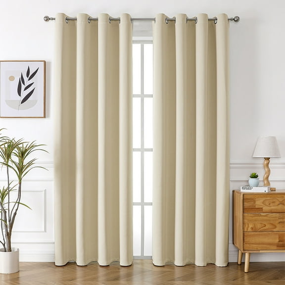 ERDOUY Simplicity style Perforated Curtain Treatments,Shading Curtain Suitable for Bedroom,Living Room,Kitchen2 Panels 78.7" L x 39.3" WBeige A108