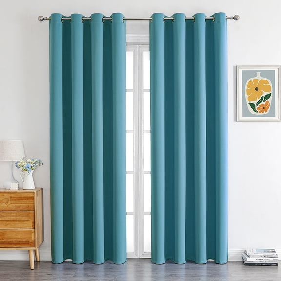 ERDOUY Simplicity style Perforated Curtain Treatments,Shading Curtain Suitable for Bedroom,Living Room,Kitchen2 Panels 78.7" L x 39.3" WBlue A113