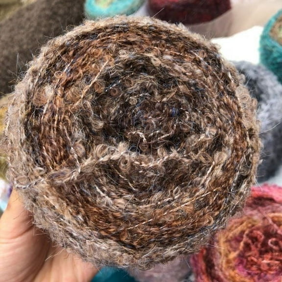 ERDOUY Soft Plush Wool Acrylic Blend Yarn for Doll Hair Making - Curly Fancy Loop Coils, Needle Felting, Crochet & Knitting Fiber, Carded Sheep Wool Roving DIY Craft(100gA31)