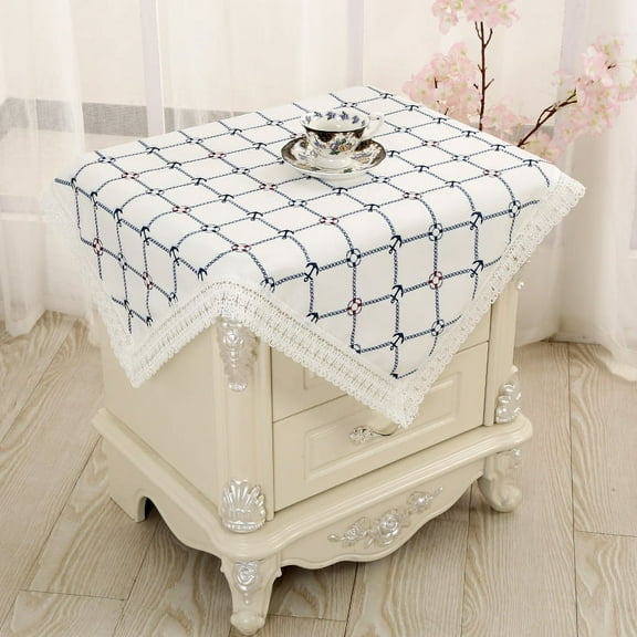 ERDOUY Tablecloth, Bedside Tablecloth, Bedside Tablecover,Bedside Table Dustcover,Bedside Tabletop Home Decoration,Table Covering Doilies for Furniture (Ocean White)