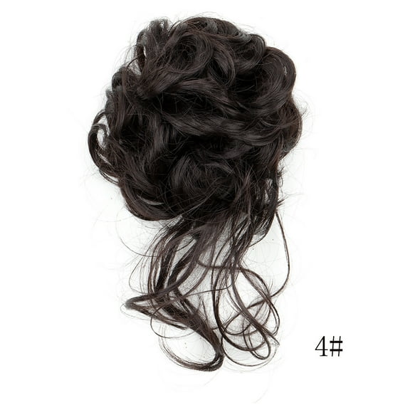 ERDOUY Tousled Messy Curly Hair Bun Extension, Elastic Scrunchie Band Hair Piece for Women, Chocolate Brown