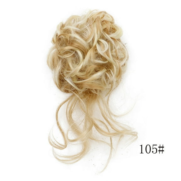 ERDOUY Tousled Messy Curly Hair Bun Extension, Elastic Scrunchie Band Hair Piece for Women, Highlights Blonde