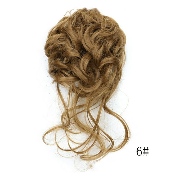 ERDOUY Tousled Messy Curly Hair Bun Extension, Elastic Scrunchie Band Hair Piece for Women, Light Chestnut Brown