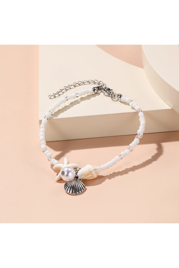 Turtle Starfish Bracelet Anklet for Women Boho Blue Turtle Starfish Anklet String Bracelet Colorful Starfish Bracelet Summer Beach Jewelry,White C