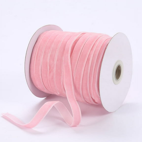 ERDOUY Vintage Velvet Ribbon, 0.39Inch X 50 Yards Christmas Ribbon for Gift Wrapping Holiday Floral Ribbon,Pink
