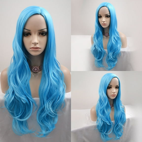 ERDOUY Wavy Wig No Bangs Middle Parted Cosplay Hair for Daily Party,28in，A68