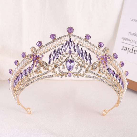 ERDOUY Wedding Tiara for Bride Princess Tiara Headband Bridal Crown,Crystal Rhinestone Hair Jewelry Decor for Queen Girl Bride Birthday Prom Wedding Pageant Halloween Costume Party(Purple)