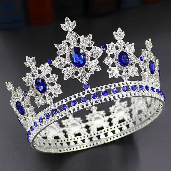 ERDOUY Wedding Tiara for Bride Princess Tiara Headband Bridal Crown,Crystal Rhinestone Hair Jewelry Decor for Queen Girl Bride Birthday Prom Wedding Pageant Halloween Costume Party(Blue)