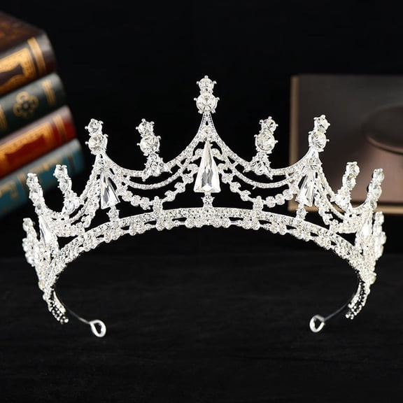 ERDOUY Wedding Tiara for Bride Princess Tiara Headband Bridal Crown,Crystal Rhinestone Hair Jewelry Decor for Queen Girl Bride Birthday Prom Wedding Pageant Halloween Costume Party(White)