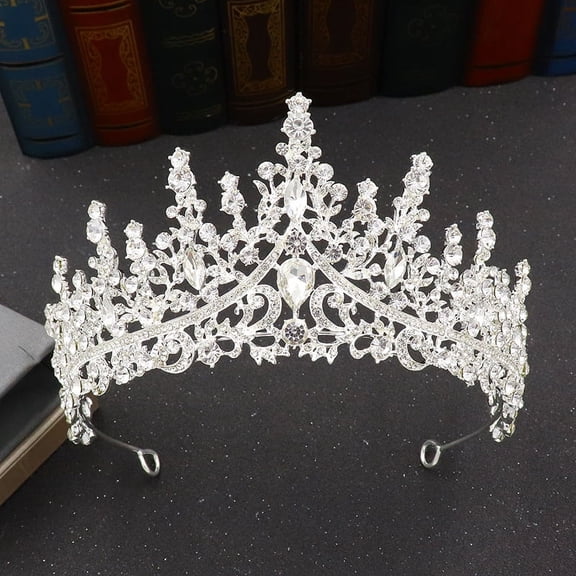 ERDOUY Wedding Tiara for Bride Princess Tiara Headband Bridal Crown,Crystal Rhinestone Hair Jewelry Decor for Queen Girl Bride Birthday Prom Wedding Pageant Halloween Costume Party(White)