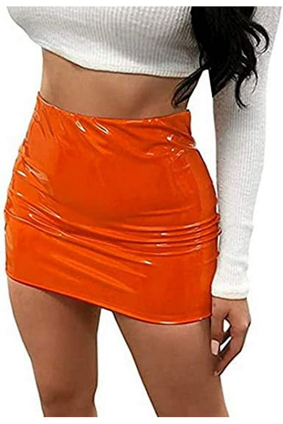 Women Sexy Bright Leather Bodycon Slim Micro Mini Skirt Evening Party Clubwear