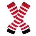 thumbnail image 1 of ERDOUY Women Striped Long Fingerless Gloves, Winter Knitted Arm Warmers For Punk Rock/Cosplay/Goth/Christmas Party -Red White, 1 of 2