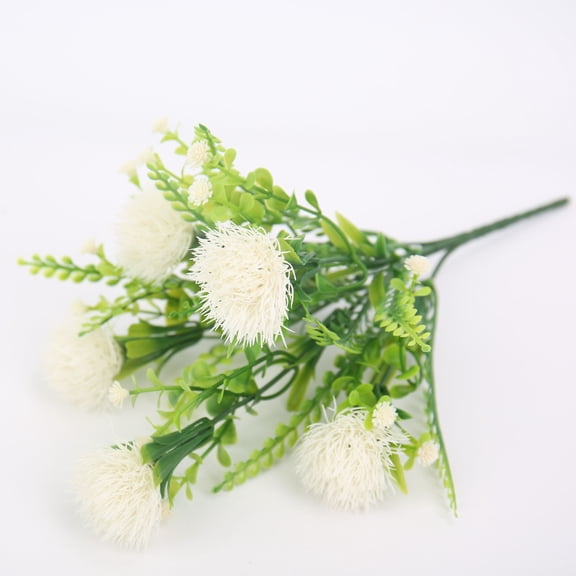 ERDOUY artificial dandelion plant decoration, fake plastic flowers and plants indoor and outdoor garden, wedding party table decoration arrangement, planting filling 4-piece set (white)