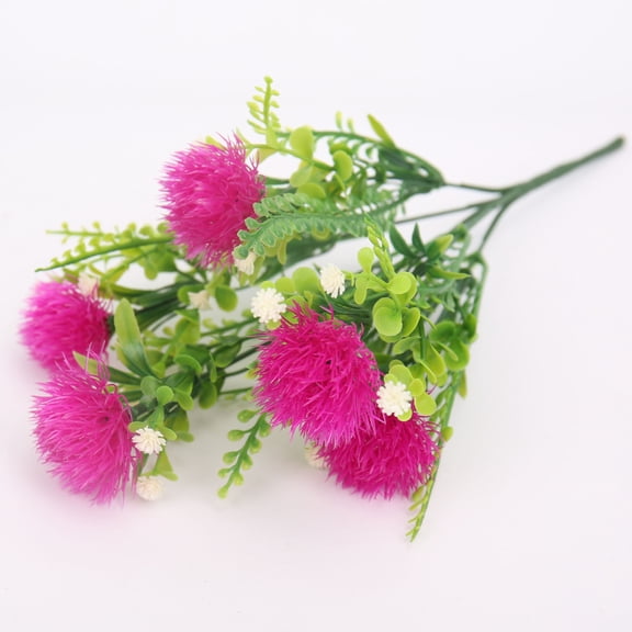 ERDOUY artificial dandelion plant decoration, fake plastic flowers and plants indoor and outdoor garden, wedding party table decoration arrangement, planting filling material 4-piece set (purple red)