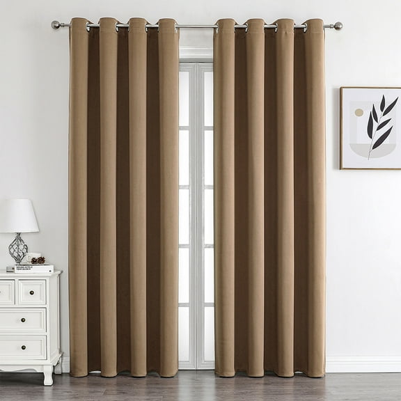 ERDOUY Simplicity style Perforated Curtain Treatments,Shading Curtain Suitable for Bedroom,Living Room,Kitchen2 Panels 78.7" L x 39.3" WCoffee A112