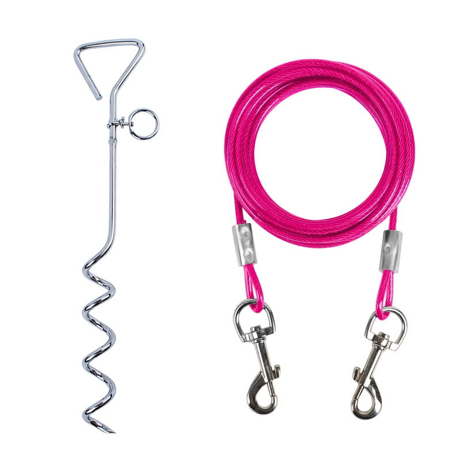 ERDOUY dog leash and wooden stake set, suitable for large dogs in yards, outdoor dog ground anchor, used for yard camping, parks, beaches (pink)