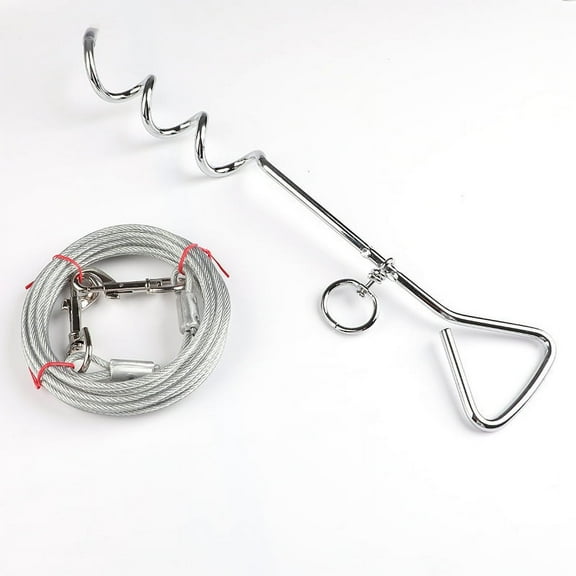 ERDOUY dog leash and wooden stake set, suitable for large dogs in yards, outdoor dog ground anchor, used for yard camping, parks, beaches (white)