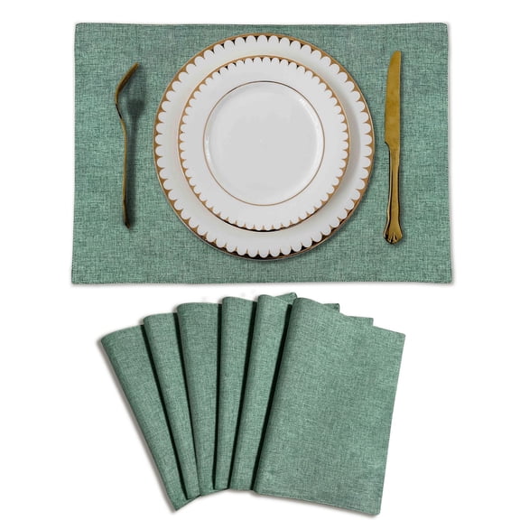 ERDOUY flax Placemats, Dining Room Table Mats, Protect Surfaces,Non-Slip Washable Table MatsKitchen Decor Accessories,Set of 6, Size18.9*13ininA03