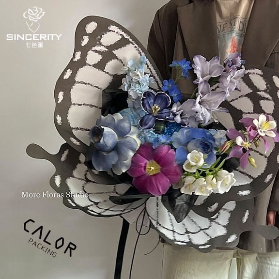 ERDOUY gifts, flowers, gift box packaging paper, dreamy three-dimensional butterfly flower packaging paper ,green