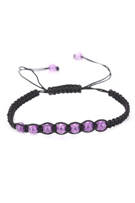 handmade beaded bracelet, suitable for both men and women, natural amethyst woven adjustable bracelet (purple, 0.6cm amethyst)