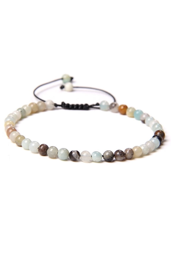 handmade beaded bracelet, suitable for both men and women, 4mm fine bead bracelet woven with adjustable natural stone beads handmade bracelet (mixed color G)