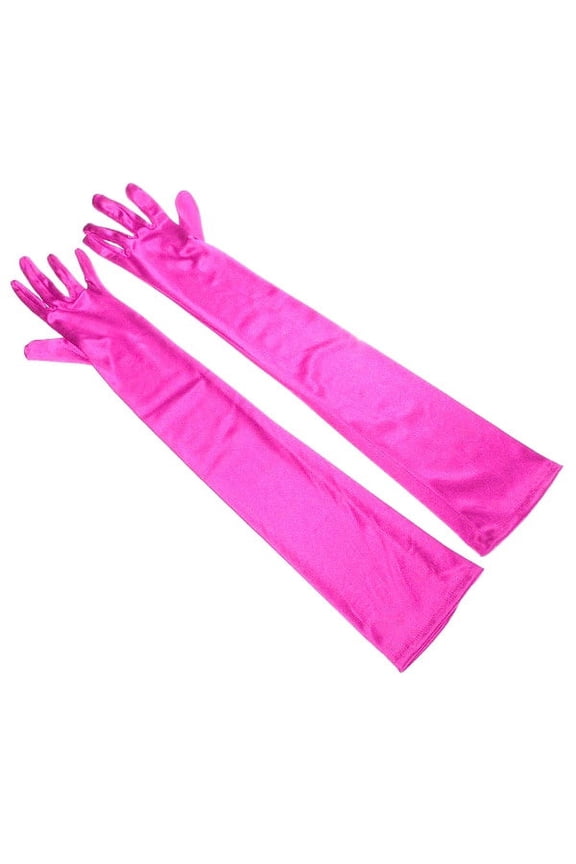 matte satin opera gloves length 53 cm (rose red)