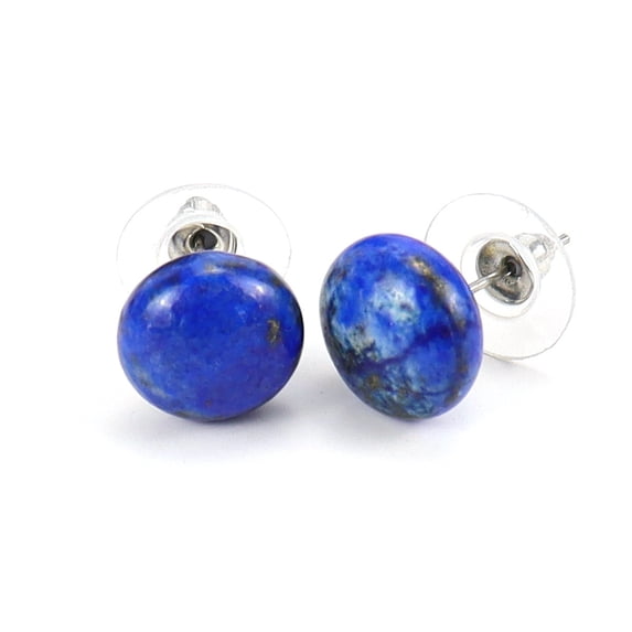 ERDOUY personalized natural stone earrings, natural crystal stone bread beads earrings Simple temperament crystal Mantou beads earrings (blue)