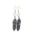 thumbnail image 1 of ERDOUY suitable for both men and women, natural stone crystal silver thread wrapped hexagonal pendant earrings (dark blue), 1 of 2