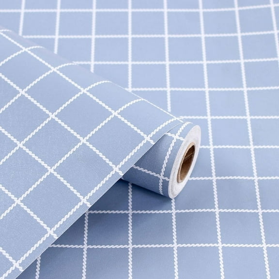 ERDOUY wallpaper self-adhesive waterproof and moisture-proof wallpaper solid color grid pattern dormitory background wall home decoration wallpaper (blue)