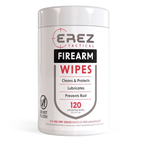EREZ Advanced CLP Gun Cleaning Wipes, 120 Count Canister, Firearm Maintenance Wipes for Pistols, Rifles & Shotguns, Cleans Carbon, Oil & Fouling, Range & Field Cleaning